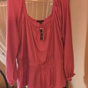 Lane Bryant Fuchsia Peasant Blouse